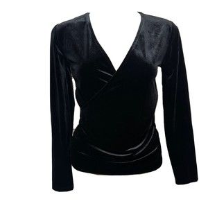 Sundance XS Top Velvet Wrap Top Black Long Sleeve Sundance Catalog Excellent